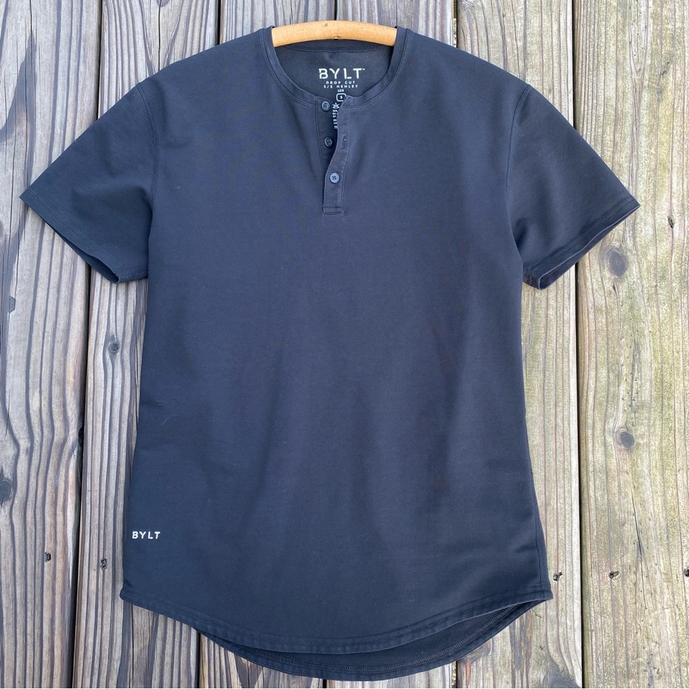 BYLT Basics Black Short Sleeve Henley Shirt